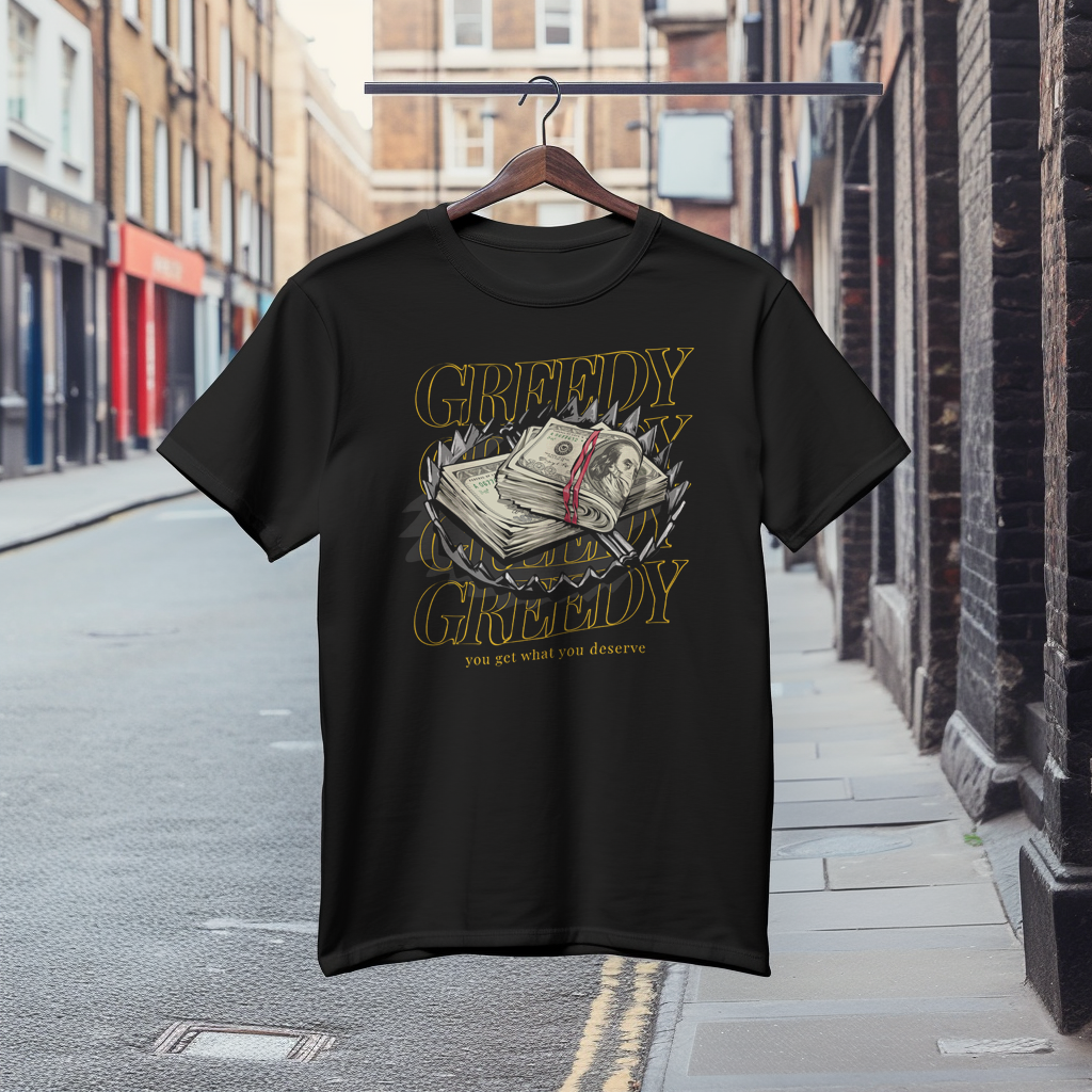 Елегантна Тениска с Дизайн "Greedy Money"